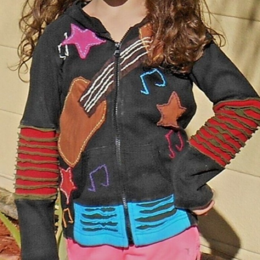 Rising International Hoodie Soft Jacket Music GUITAR Cotton Kids Size 2 Unisex